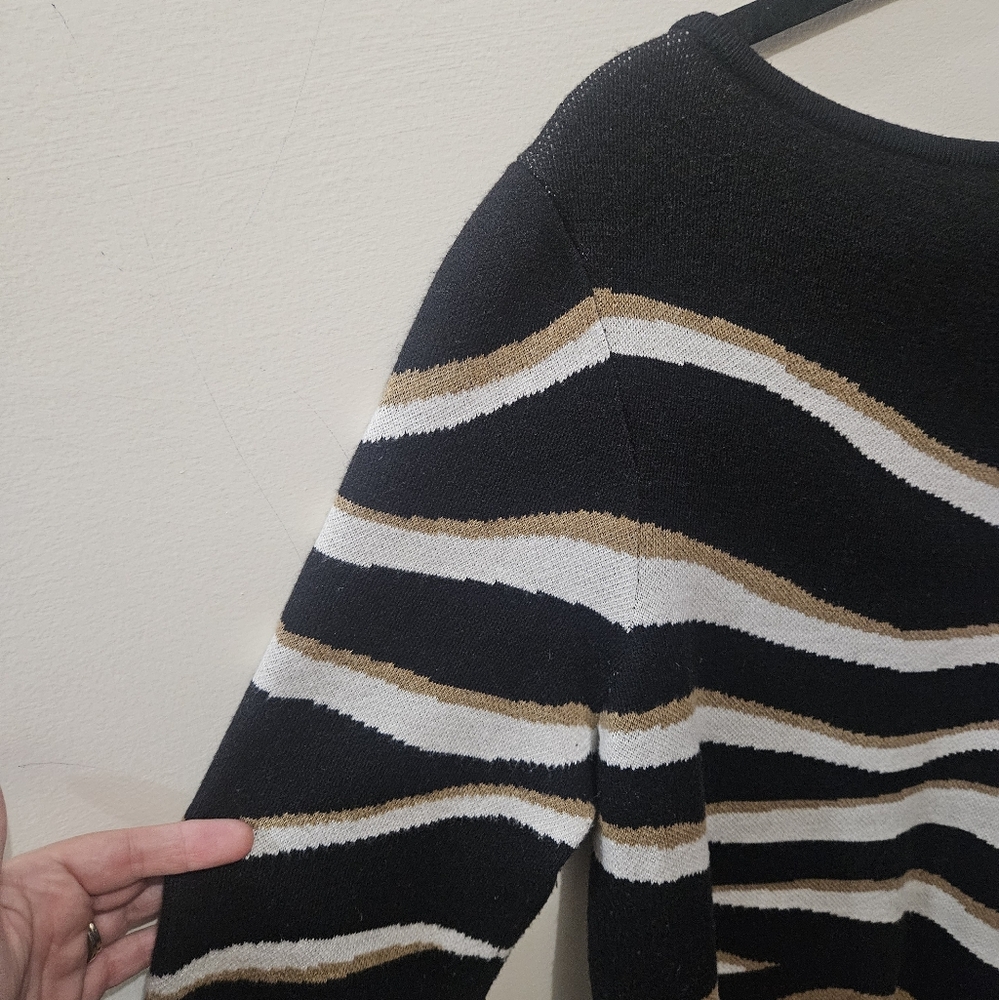 Chico's Animal Print Stripe Soft Stretch Office Casual Sweater Size 2/Large - Picture 9 of 14
